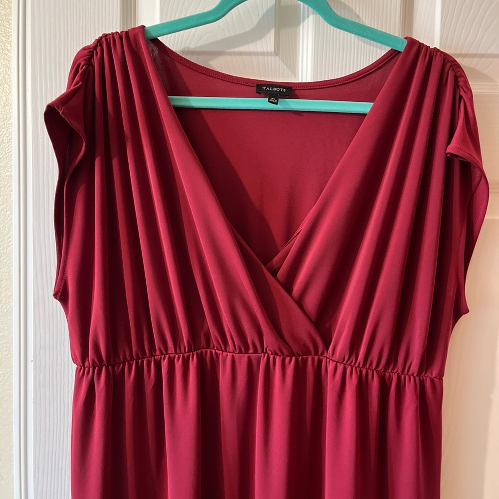 Talbots Black Label XL Stretch Deep Red Maxi Dress